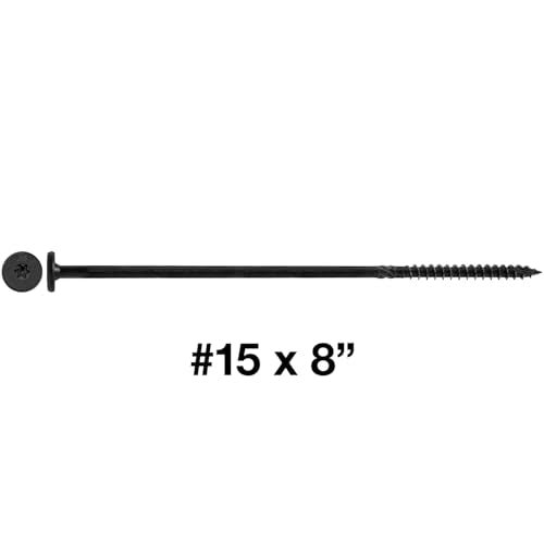 Jake Sales 15x8 Black Wafer Head Structural Lag Screws. Used for Log Construction, Timber Framing, Laminated Beams and Pole Barns Among Other Uses. T-30 Torx/Star Drive (Full Box ~350 Screws) - size: 8"