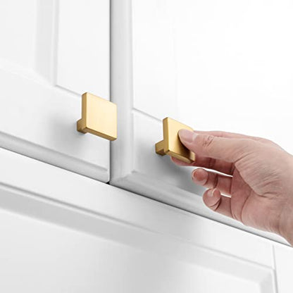KOOFIZO 10 Pack Brushed Gold Cabinet Knobs Square Single Hole Pulls K03 - color: Brushed Gold, size: Knob 1 - 10Pcs