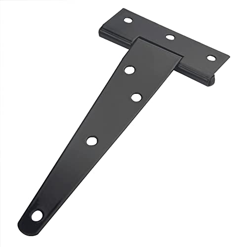 6Pack 5Inch Black T-Strap Heavy Duty Barn Gate Hinges for Shed Doors, Barn Doors, Vents, etc. - size: 5 Inch