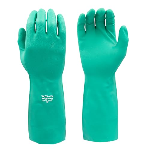 SHOWA 727 Chemical Resistant Gloves, 15-mil Nitrile, Medium 12-Pack - size: Medium, style: 12-pack