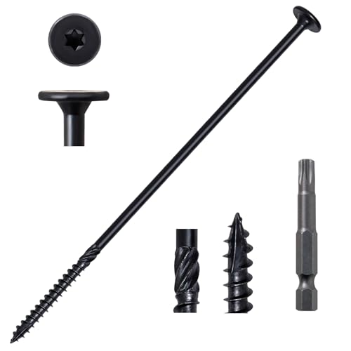 LIONMAX Structural Screws, #14 x 8 Inch Lag Screws for Timber, 50PCS, Black - size: #14 x 8"