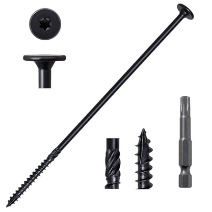 LIONMAX Structural Screws, #14 x 8 Inch Lag Screws for Timber, 50PCS, Black - size: #14 x 8"