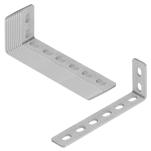 GBGS 10 Pack Stainless Steel Slotted L Bracket,Slots for 5/16" Bolts