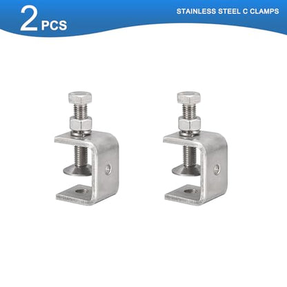 2 Pack 304 Stainless Steel C Clamps with 30mm/1.18" Stable Wide Jaw Opening Tiger Clamp for Woodworking Welding Construction Household Mount - size: 30mm/1.18"