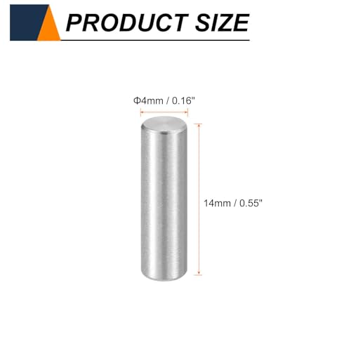 HARFINGTON 15pcs Dowel Pins M4(4mm) x 14mm 304 Stainless Steel Cylindrical Shelf Support Peg Pin Rod Fasten Elements for Metal Devices Wood Furniture DIY Installation, Silver - size: M4 x 14mm
