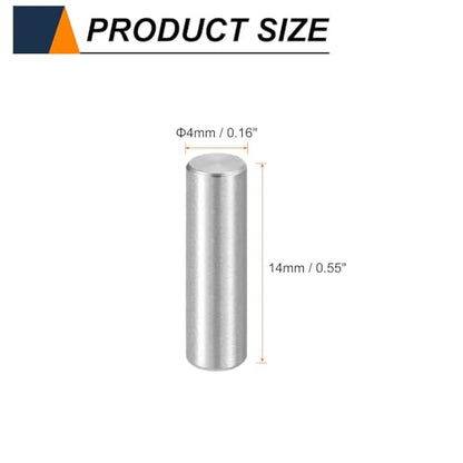 HARFINGTON 15pcs Dowel Pins M4(4mm) x 14mm 304 Stainless Steel Cylindrical Shelf Support Peg Pin Rod Fasten Elements for Metal Devices Wood Furniture DIY Installation, Silver - size: M4 x 14mm