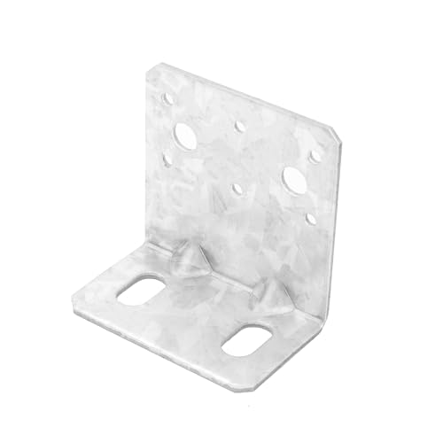 10 Pcs 4x4 Post Base Bracket with Reinforcement Ribs, L Right Angle Brackets with 2 Oval Holes, High-Strength Hot-Dip Galvanized Steel, for Wood Post to Deck or Concrete Ground Connection, 11 Gauge - size: For 4-inch Posts, style: Silver