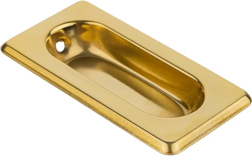 UNIQANTIQ HARDWARE SUPPLY Brass Recessed Sash Window Lift with Beveled Edge - 3-1/8" x 1-5/8" - Pack of 1 - Stamped Brass Pull for Vertical Sliding Sash Windows - UA-823-PB (1) - color: Brass