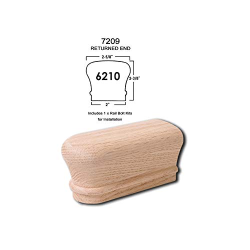 7209 Red Oak Returned End - 6210 Wood Staircase Handrail Fitting for Stair Remodel - style: Returned End - Red Oak