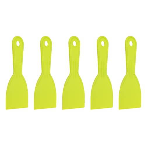 HARFINGTON 5pcs Putty Knife Scraper 3" Width Flexible Plastic Yellow - color: Yellow, size: 3"