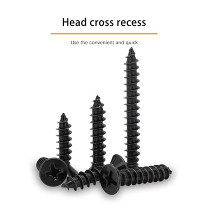 #10 X 3/4" Black Screw,Flat Head Phillips Wood Screw, Electroplating Black Carbon Steel, #10 X 3/4-Inch,100Pcs - color: Black Zinc Plated Screws, size: #10 x 3/4"