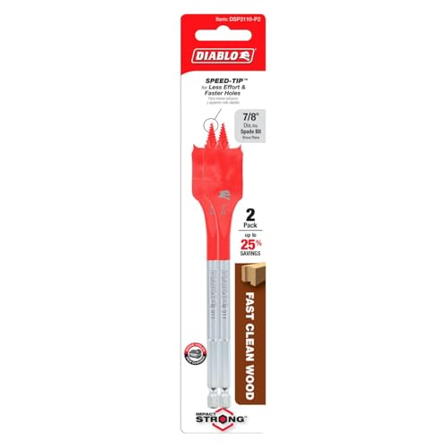 Diablo Spade Bits for Wood - 7/8" Diameter, 6" Length, 1/4" Hex Shank - size: 6 inches