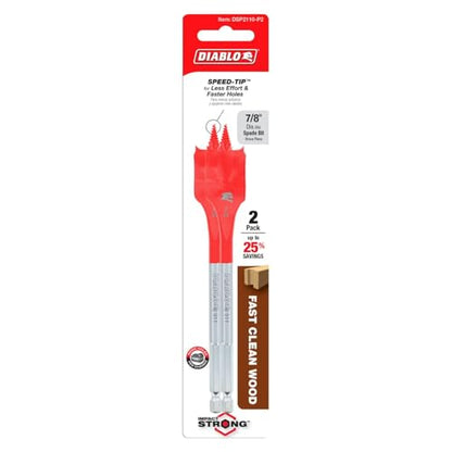 Diablo Spade Bits for Wood - 7/8" Diameter, 6" Length, 1/4" Hex Shank - size: 6 inches