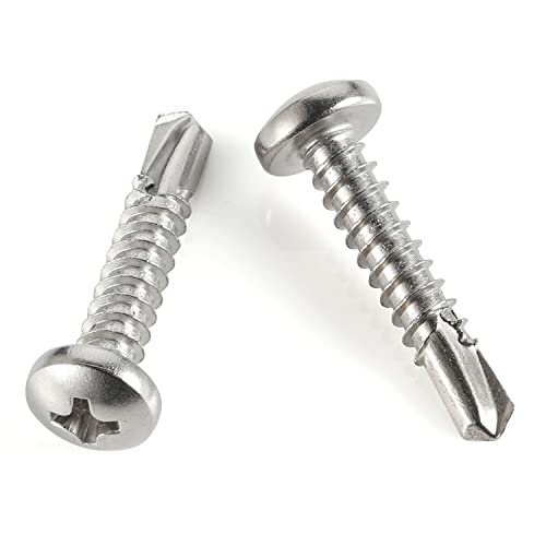 Mellewell #6 x 5/8" Pan Head Self Drilling Screws, Self Tapping Sheet Metal Screws, 410 Stainless Steel, 100 PCS - color: Silver, size: #6 x 5/8"