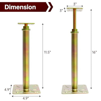 4 Pack House Jacks for Leveling Foundation Jacks for Leveling House Floor Jack Adjustable Floor Jack Telescoping Jack for Temporary Support Adjustable Range 11 inch - 16 inch