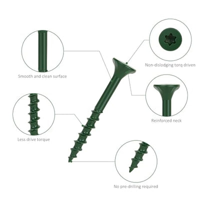 WELLOCKS #8 x 1-5/8 in Green Deck Screws, 1.2 lbs with T25 Bit - size: #8×1-5/8", style: 1.2LBS Green