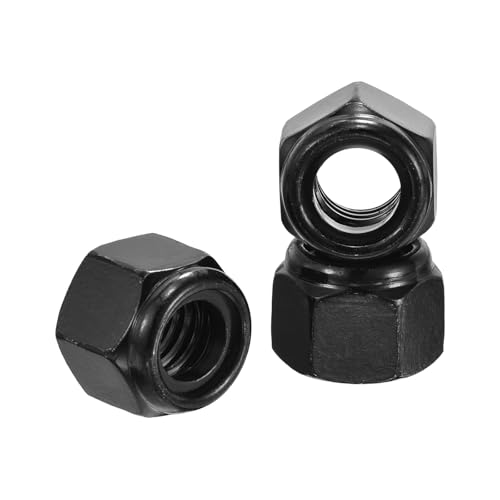 5Pcs 7/16"-14 Nylon Locking Hex Nuts 304 StainlessSteel Black - color: Black, size: 7/16"-14