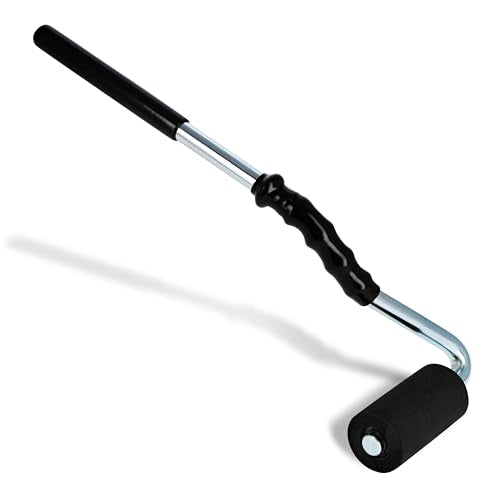 DCT Heavy-Duty High-Pressure Rubber J-Roller – Curved Handle and Solid Hard Roller Tool for Floor Laminate & Veneer Glue