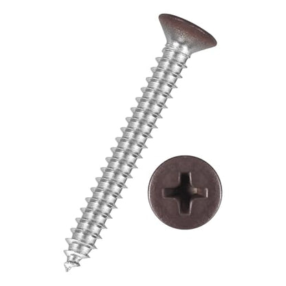 100pcs Phillips Wood Screws #8x1-1/2 304 Stainless Steel Brown Head - color: Brown Head, size: #8x1-1/2"