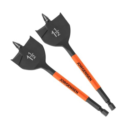 Jorgensen 2-Piece 1-1/2" x 6" Spade Drill Bits, 1/4" Hex Shank - size: 1-1/2 in