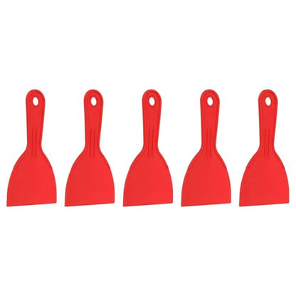 HARFINGTON 5pcs Putty Knife Scraper 4" Width Flexible Plastic Red - color: Red, size: 4"