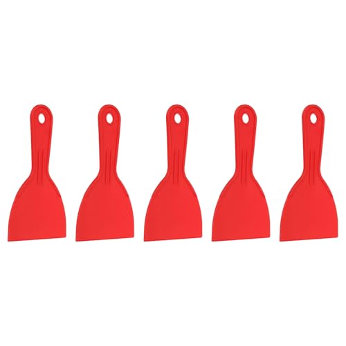 HARFINGTON 5pcs Putty Knife Scraper 4" Width Flexible Plastic Red - color: Red, size: 4"