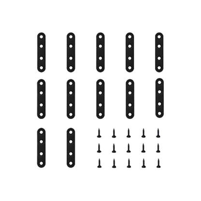 12 Pcs Black Straight Brace, Flat Straight Bracket with Screws - color: Black