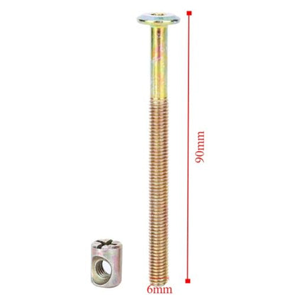 Nuts, Zinc Plated Carbon Steel Fasteners for Wood Furniture Assembly, Chazcool Cross Dowel Set for Cots Beds Chair Spare Connector Parts(M6*90mm) - size: M6*90mm