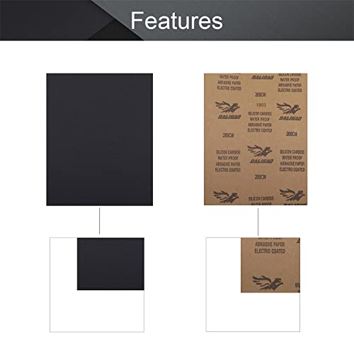 Utoolmart 280 Grits Sanding Sheets Wet Dry Silicon Carbide Sandpaper for Wood Furniture Metal Automotive Polishing 10pcs - color: 10pcs, size: 280 Grit