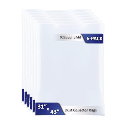 6-Pack Dust Collector Bags 31 x 43 Inch 20" Dia 6 Mil Thk(709563)