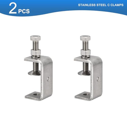 2 Pack 304 Stainless Steel C Clamps with 55mm/2.17" Stable Wide Jaw Opening Tiger Clamp for Woodworking Welding Construction Household Mount - size: 55mm/2.17"
