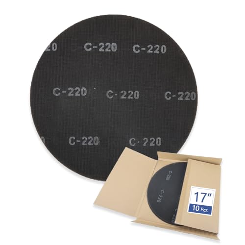 HUAALIUCHE 17" Sanding Screen Discs - Mesh Floor Sanding Screen - Black Silicon Carbide - for Wood Floors (10 Pack, 220 Grit) - size: 17 inch, style: #220-10 Pack