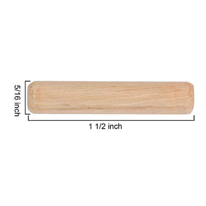ZOENHOU 1000 PCS 5/16" x 1 1/2" Wooden Dowel Pins, Straight Dowel Rods Made of Hard Wood, Fluted Wood Dowel Plugs with Beveled Ends Tapered for Easy Insertion, Accessory Kit for Woodworking Furniture - size: 5/16" x 1 1/2"