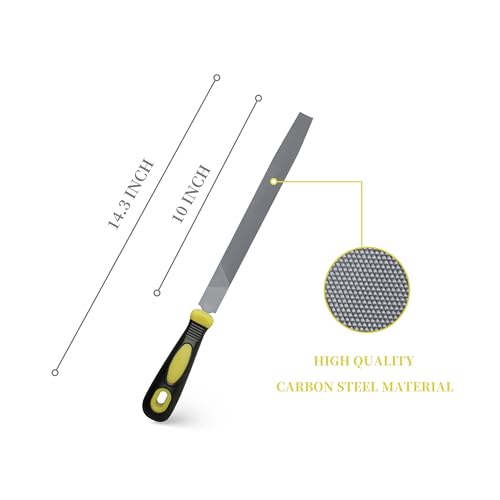 10 Inch Double Cut Bastard Flat File, Carbon Steel File, Tool for Metalworking & Woodworking ﻿