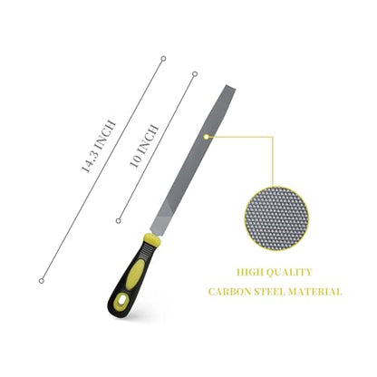 10 Inch Double Cut Bastard Flat File, Carbon Steel File, Tool for Metalworking & Woodworking ﻿