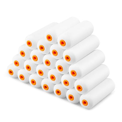 VOOMEY Mini Paint Roller Covers, 4 Inch High Density Foam Roller, 24 Pack - style: 4 inch 24 pack（white）