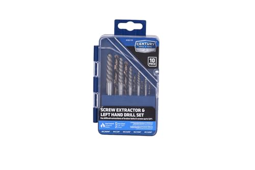 Century Drill & Tool 88710 Screw Extractor & Left Hand Drill Bit Set, 10 - size: 10-piece Spiral Flute