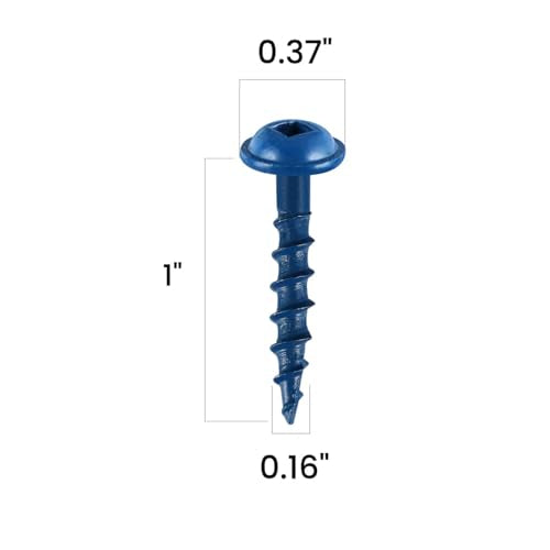 Pocket Hole Screws 1 Inch, 150Pcs, Anti-Rust Blue Coated Pocket Screws #8 x 1, Exterior Wood Screws, Coarse Thread, Washer Head Square Drive, Self-Tapping Tip, with Drive Bit - size: #8 x 1"