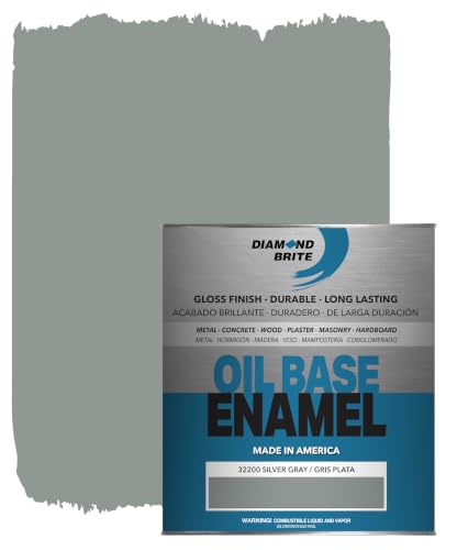 Diamond Brite Oil-Based Enamel Paint, Silver Gray, 1 Quart, 32200-2 - color: Silver Gray, size: 32 Fl Oz (Pack of 1)