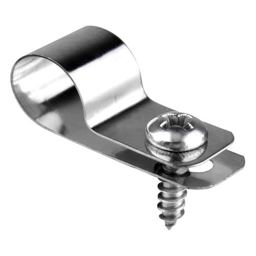 100 Pcs Fence Wire Clamps Stainless Steel Fencing Mounting Clips with 100 Pcs Stainless Steel Screws for 2-6 Gauge Welded Wire to Wood, Metal or Vinyl Fence (100pcs(2-6 Gauge))