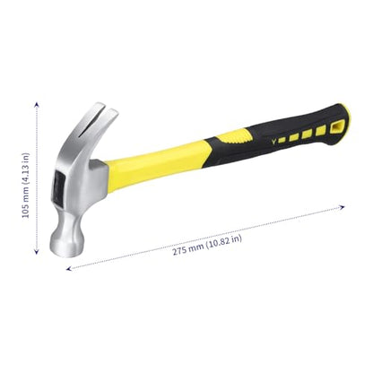SOUJAP 4 PCS 8 oz Claw Hammer, 10.8 x 4.1 inch Carbon Steel Nail Framing Hammer with Non Slip Handle for Repairing, Furniture Assemble
