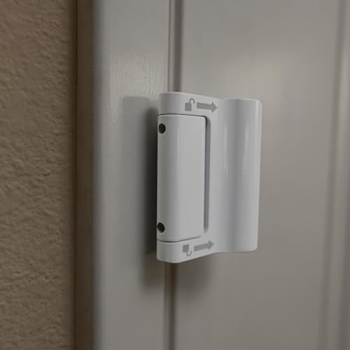 Prime-Line U 114702 New and Improved Door Reinforcement Lock with Integral Pull – Add Extra, High Security to Your Home and Prevent Unauthorized Entry – 3 in. Stop, Solid Brass, White (Single Pack) - color: White