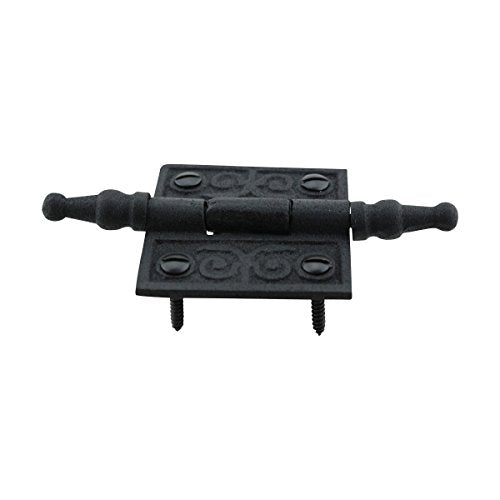 Renovators Supply Manufacturing Black Cabinet Door Hinge 2 in. Rust Resistant Wrought Iron Butt Hinge Victorian Steeple Tip Flush Mount Hinges with Hardware - size: 2 inches - Pack of 1