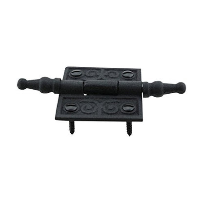 Renovators Supply Manufacturing Black Cabinet Door Hinge 2 in. Rust Resistant Wrought Iron Butt Hinge Victorian Steeple Tip Flush Mount Hinges with Hardware - size: 2 inches - Pack of 1