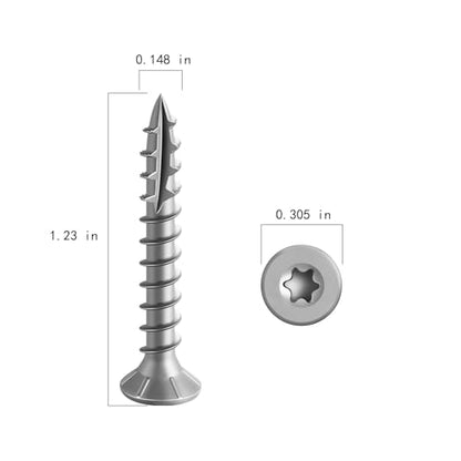Wensilon #8 * 1-1/4" 304 Stainless Steel Deck Screws, (214pcs) 1 lbs.Exterior Wood Screws, Rust Resistant Epoxy Coated, Bronze, T20 Star Bit - color: Silver, size: 8*1-1/4