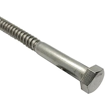 1/4" x 2.5" 304 Grade Stainless Steel lag Screws, Hex Head Fasteners, Stainless Steel Screw. Use as Construction, Wood, Metal, lag Screw or mounting Screws Fasteners Lag Bolts (25)