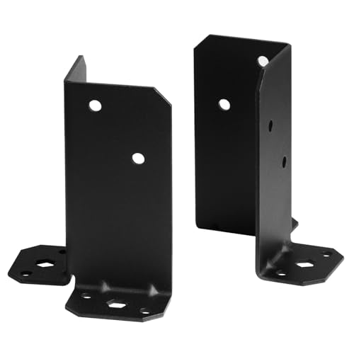 4 Pairs 4x4 Post Anchor Bases, Adjustable Retrofit Post Base, Black