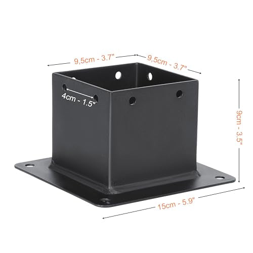 10 PCS Metal 4×4 Post Base Post Base Brackets,Inner Size 3.5"x3.5" - color: Black 10pcs