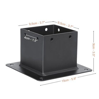 10 PCS Metal 4×4 Post Base Post Base Brackets,Inner Size 3.5"x3.5" - color: Black 10pcs