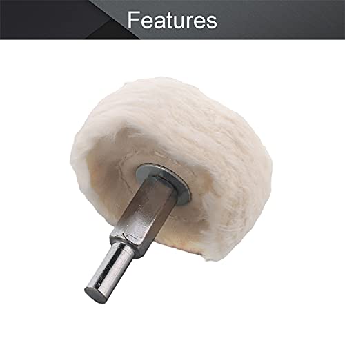 2" Cotton Buffing Polishing Pad, with 1/4" Handle, 6Pcs - size: T type white cloth wheel 50mm 6pcs